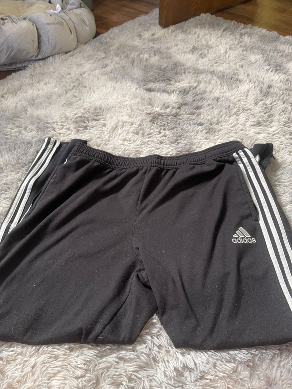 adidas Black Joggers with White Triple Stripes